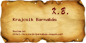 Krajcsik Barnabás névjegykártya